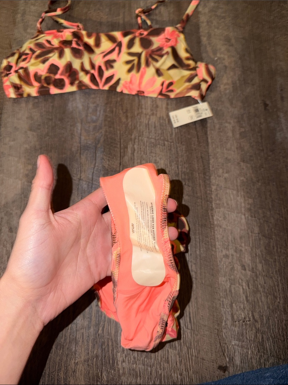 aerie Floral High-Waist Bikini Set - Pink, Brown & Cream - Picture 3 of 5